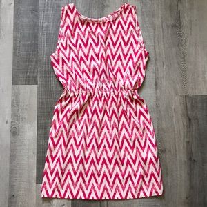 Pink & White Chevron Dress w/ Open Back Size L